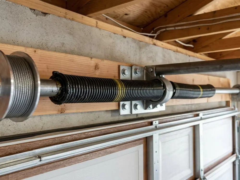 New high-cycle torsion springs after garage door spring repair in Oceanside CA – 24/7 Premium Doors and Gates