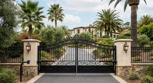 Wrought iron automatic swing gate – driveway gate repair Carlsbad CA by 24/7 Premium Doors and Gates